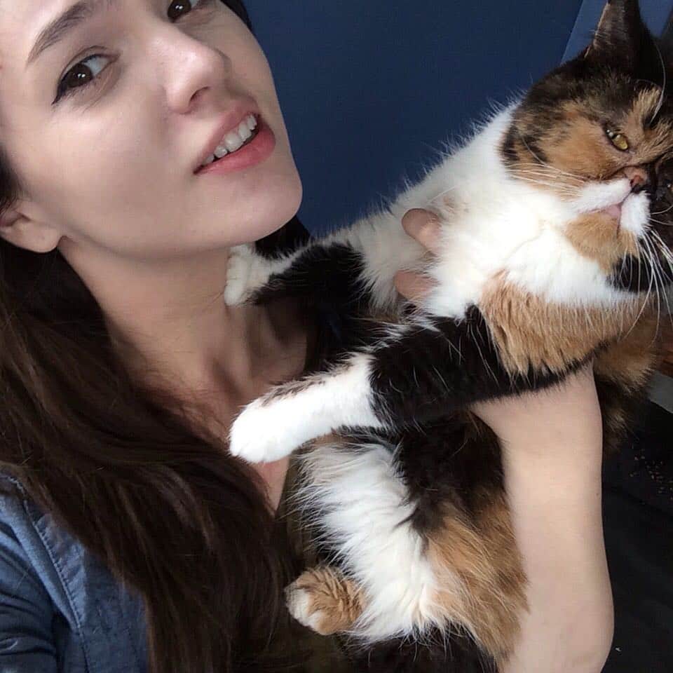 Pudgeさんのインスタグラム写真 - (PudgeInstagram)「Today is #NationalCatLadyDay 😸 Swipe to see Pudge reluctantly take a selfie with me. 😾 I grew up with dogs and one day decided I wanted a cat. Pudge is the first cat I’ve ever had and she’s forever turned me into a cat lady. 💕」4月20日 4時17分 - pudgethecat