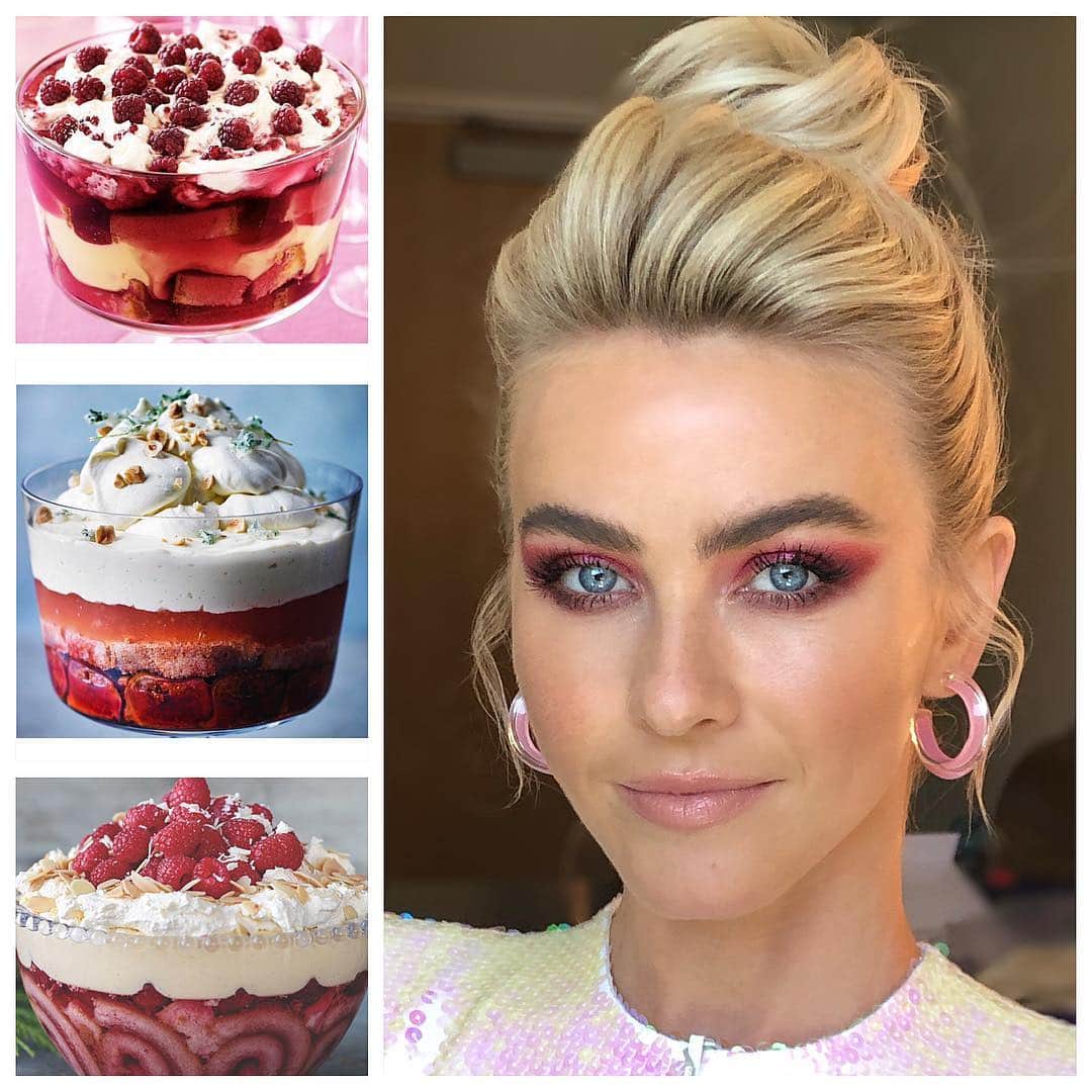 JO BAKERさんのインスタグラム写真 - (JO BAKERInstagram)「J U L I A N N E • H O U G H 🇺🇸 These are trifling times.... So why not rock some trifling eyes!!! #juliannehough @agt  Inspired by #trifle that my mum makes and wanting a dollop of it right now!!! Hair @florido  Makeup by me #jobakermakeupartist」4月20日 4時56分 - missjobaker
