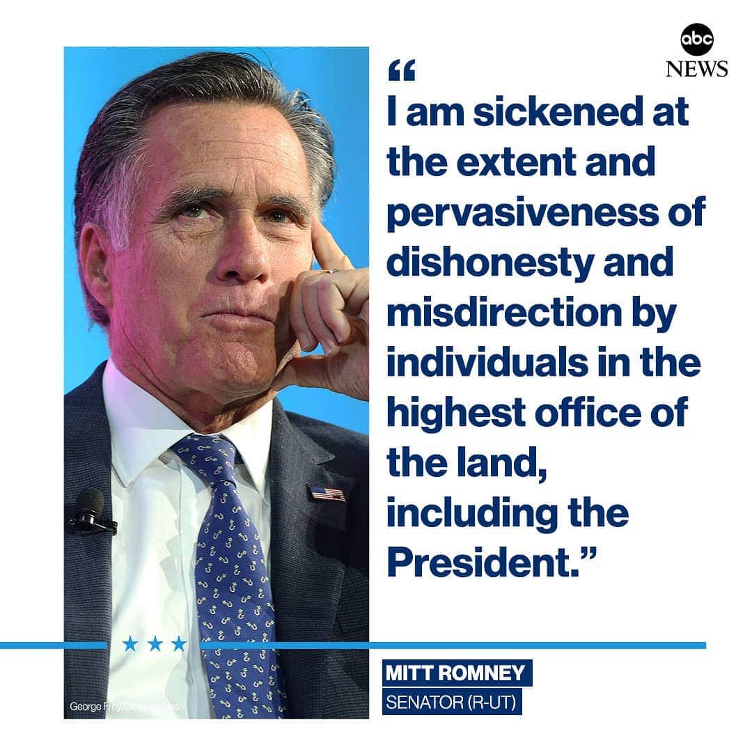 ABC Newsさんのインスタグラム写真 - (ABC NewsInstagram)「NEW: Sen. Mitt Romney on release of Mueller report: "I am sickened at the extent and pervasiveness of dishonesty and misdirection by individuals in the highest office of the land, including the President." #donaldtrump #politics #mueller #mittromney」4月20日 5時02分 - abcnews