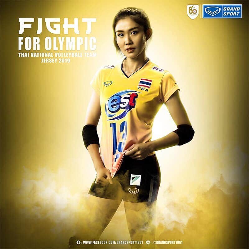 ヌットサラ・トムコムさんのインスタグラム写真 - (ヌットサラ・トムコムInstagram)「FIGHT FOR OLYMPIC 🔥🔥 THAI NATIONAL VOLLEYBALL TEAM JERSEY 2019  #YELLOW #volleyballthailand  #nootsara13」4月20日 14時40分 - nootsara13