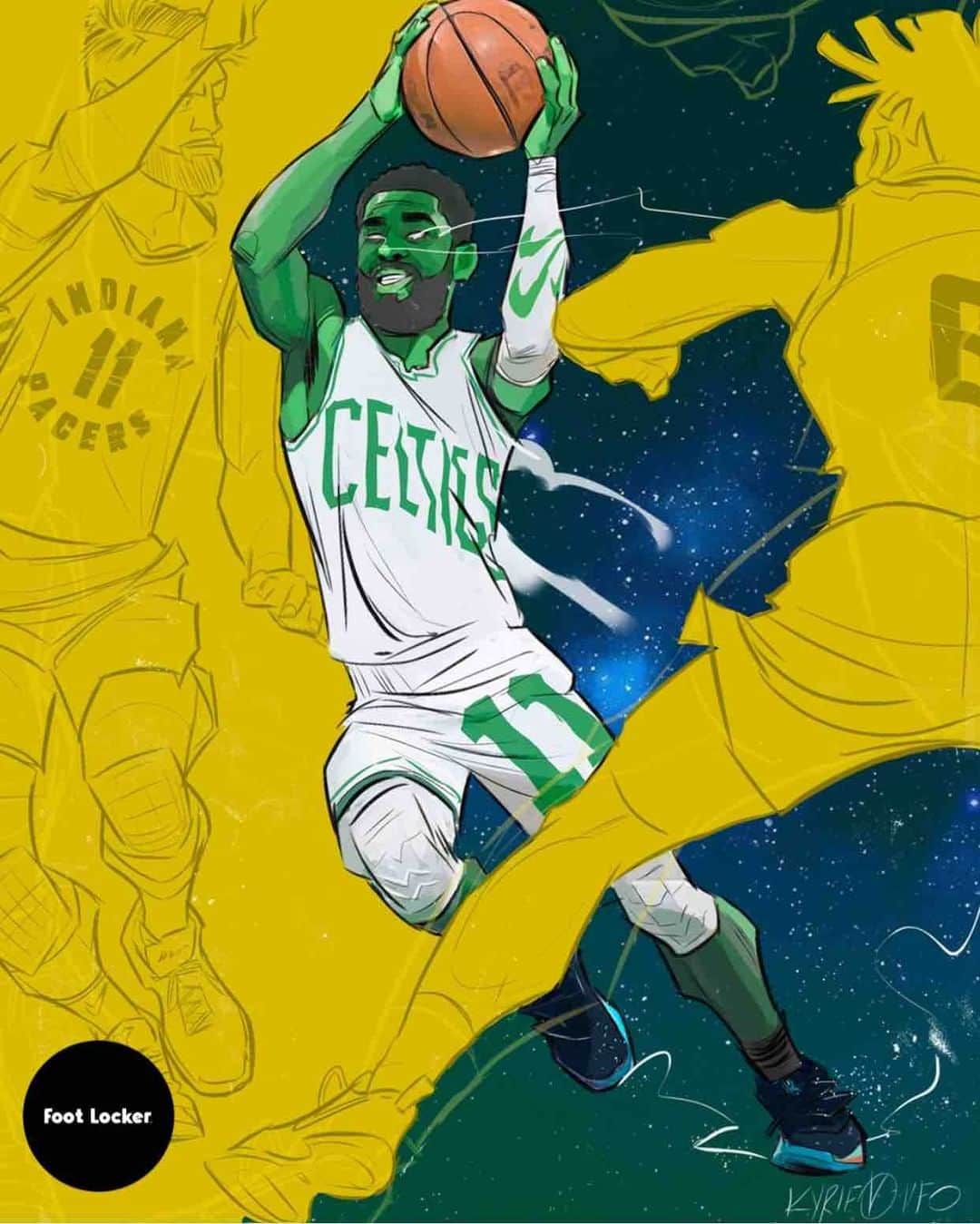Foot Lockerさんのインスタグラム写真 - (Foot LockerInstagram)「Extraterrestrial moves - Who are you taking Kyrie and the #Celtics or the #Pacers? #LockedIn by @Karmoruu」4月20日 7時28分 - footlocker