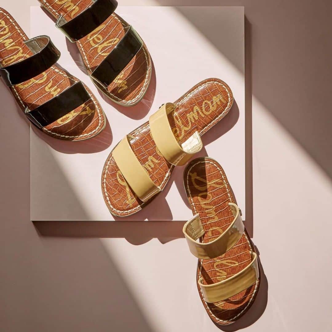 サムエデルマンのインスタグラム：「A patent party in our Gala slide sandals」