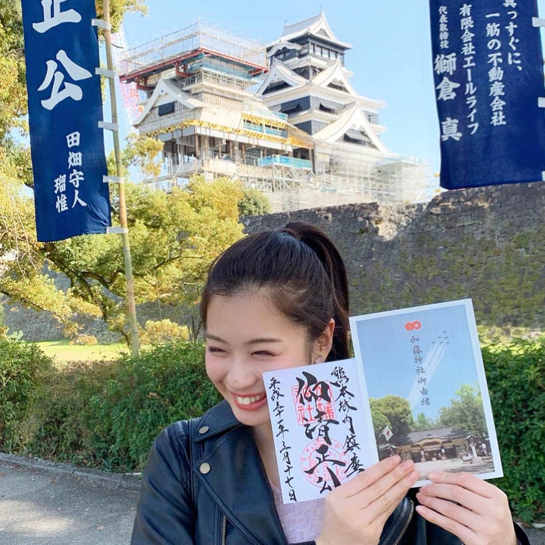 米山珠央さんのインスタグラム写真 - (米山珠央Instagram)「. 5個目⛩#加藤神社  #加藤清正 を主祭神としています◎ #熊本城 を背景に清正くんと、写真が撮れました🏯✌🏻✨ . #熊本県  #御朱印帳 #御朱印ガール #御朱印女子 #神社 #神社巡り #たまごしゅいん #九州旅行 #熊本 #城 #kyushu #kumamoto #travel #travelphotography #trip」4月20日 11時04分 - tamao_17no1