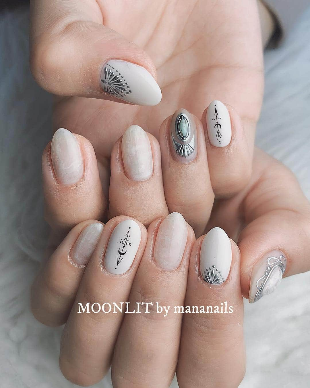 mananailsさんのインスタグラム写真 - (mananailsInstagram)「white bohemian ㅤ ☾オフ込み120min」4月20日 11時26分 - mananails