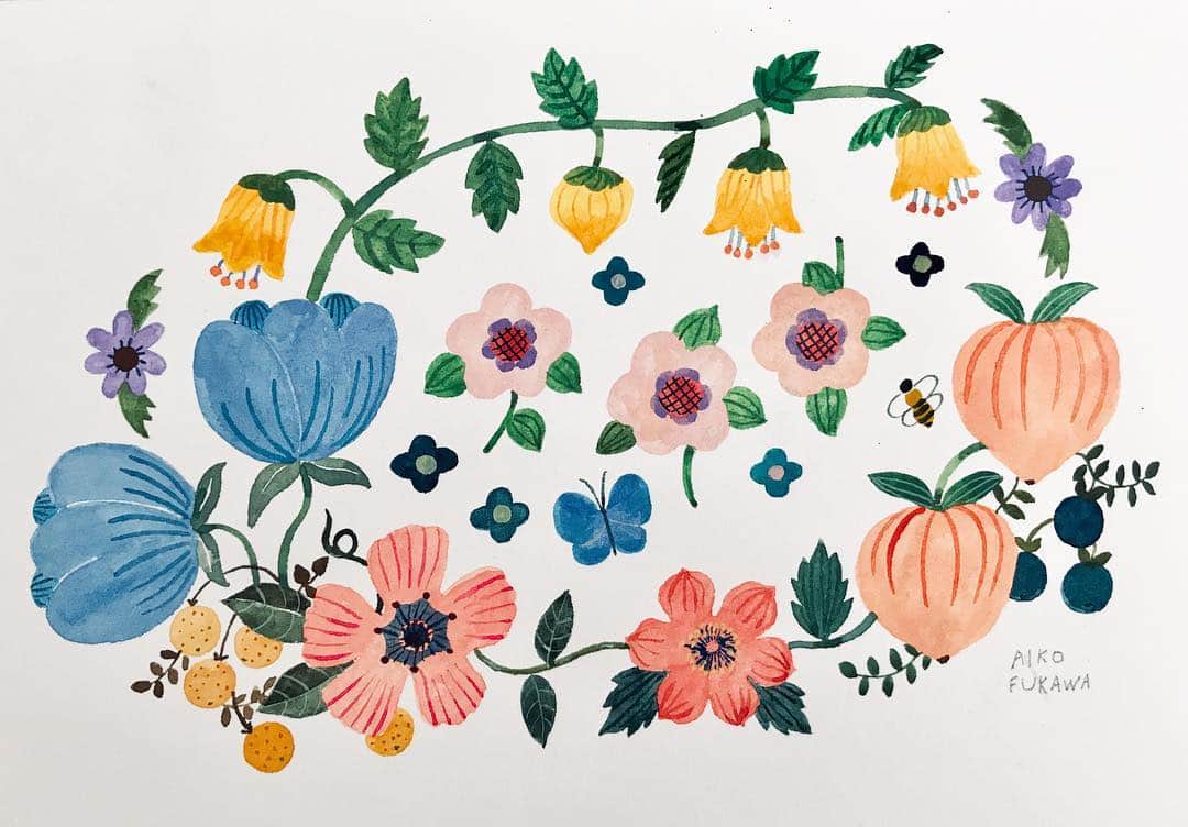 布川愛子さんのインスタグラム写真 - (布川愛子Instagram)「かわいいくてカラフルなお花のような友人がお母さんになった。心からおめでとう！🌸🌷🍀🌿🌻🌼🌞 #aikofukawa #aikofukawa_illustration」4月20日 12時20分 - aikofukawa