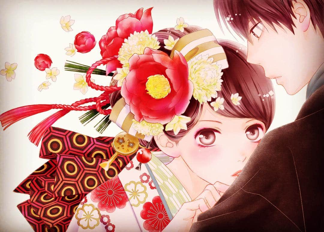 ななじ眺のインスタグラム：「マーガレットの付録のカレンダーに使っていただいたイラストです⭐︎ #ふつうの恋子ちゃん #着物イラスト #イラスト #SAI #photoshop #clipstudio」