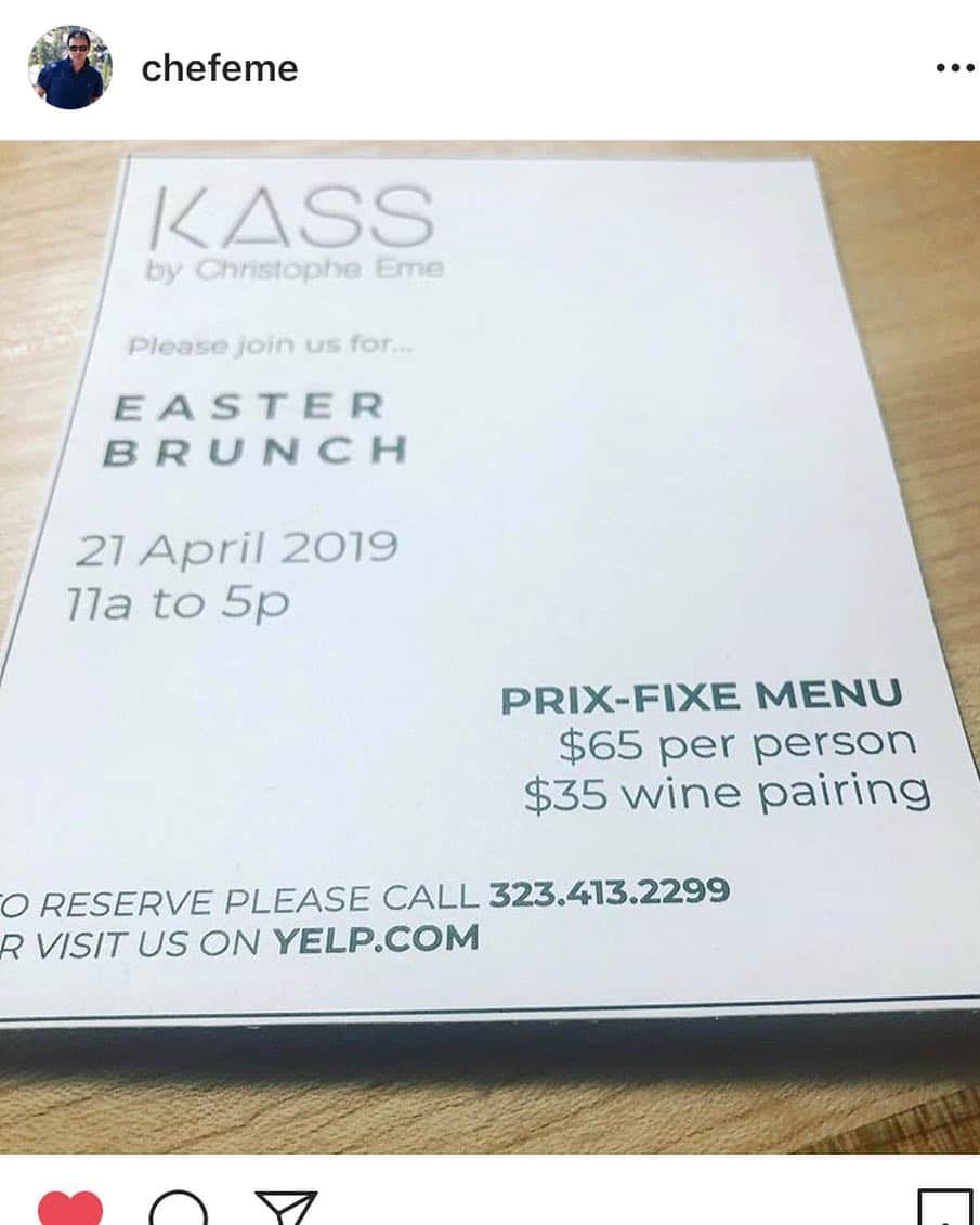 ジェリー・ライアンのインスタグラム：「There is still space available for Easter Brunch tomorrow at @kassrestaurant !  Call for reservations: (323)413-2299」