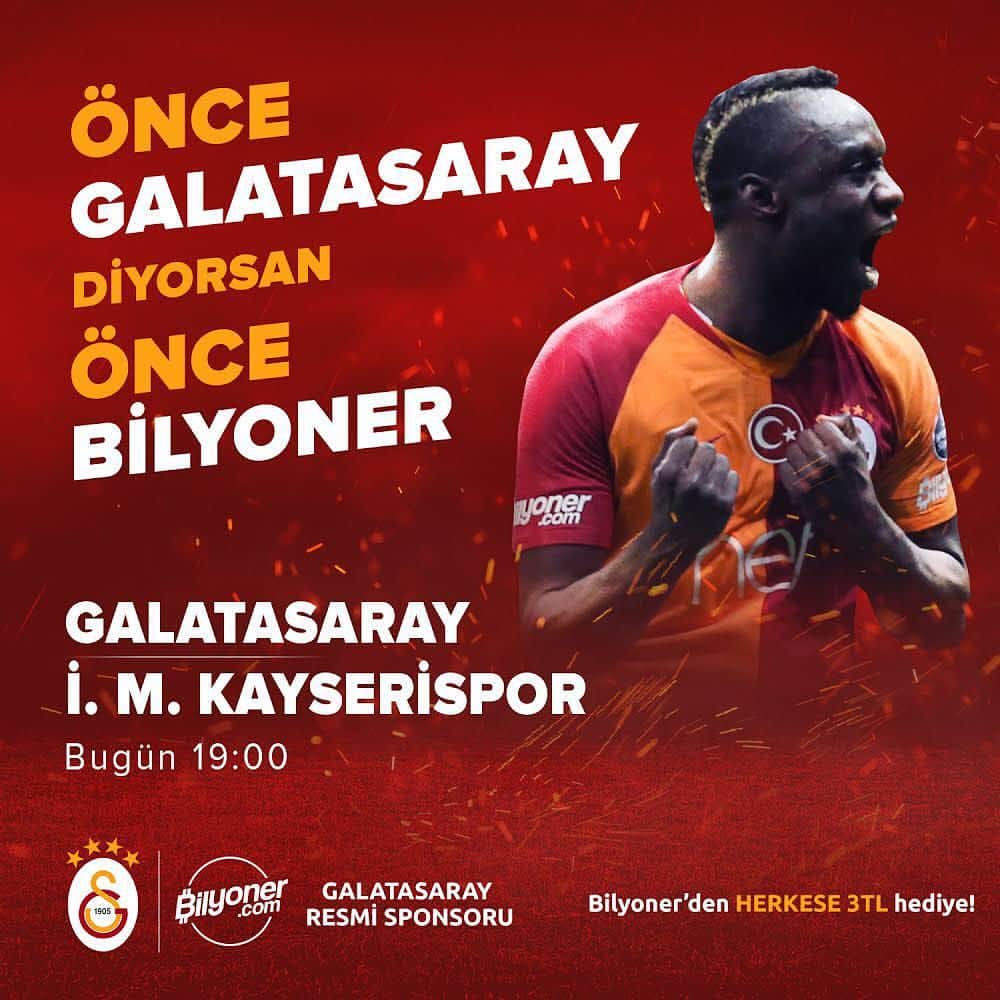 ガラタサライSKさんのインスタグラム写真 - (ガラタサライSKInstagram)「‪Galatasaray’ımız İ. M. Kayserispor’u ağırlıyor, heyecan @Bilyoner’de yaşanıyor.‬ ‪Hemen oyna > https://blynr.com/GS-Kay‬」4月20日 18時57分 - galatasaray