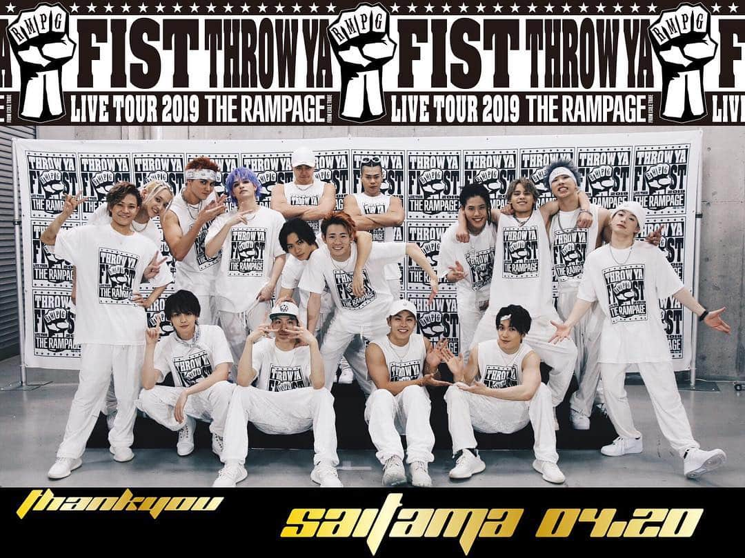 THE RAMPAGE from EXILE TRIBEさんのインスタグラム写真 - (THE RAMPAGE from EXILE TRIBEInstagram)「‪THE RAMPAGE LIVE TOUR 2019‬ "THROW YA FIST" 埼玉公演初日✊🏾 お越し頂きました皆様本当にありがとうございました✨ 最高に楽しかったです✨ BATTLE OF TOKYOの詳細も解禁となりましたので要チェックです🔥 本日はメンディーさん、龍友さん、裕太さん、隼さん、秋山さんも駆けつけて下さいました🙇‍♂️ #THERAMPAGE  #THROWYAFIST  #SAITAMA」4月20日 21時17分 - the_rampage_official