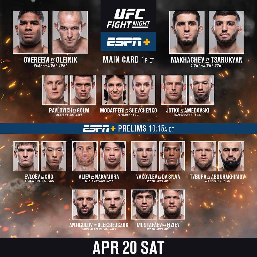 UFCさんのインスタグラム写真 - (UFCInstagram)「FIGHT DAY!! #UFCStPetersburg gets underway in less than an hour on ESPN+!」4月20日 22時19分 - ufc