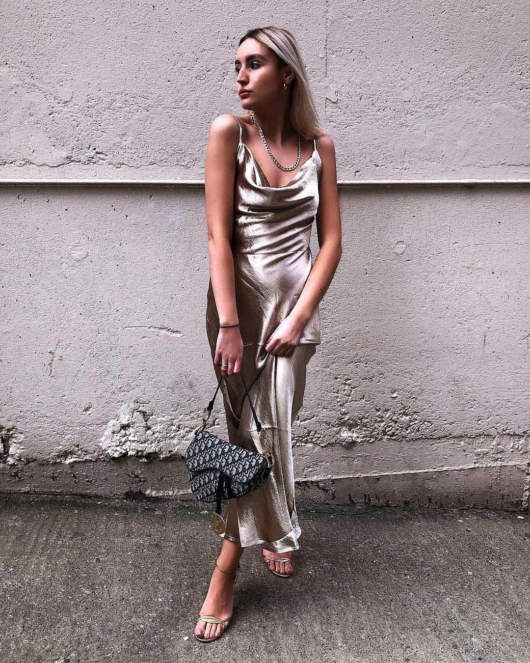 Public Desireさんのインスタグラム写真 - (Public DesireInstagram)「When street style meets HELLA GLAM 😍 Shop GOLD SATIN TIE BACK DETAIL CAMI MAXI DRESS £34.99 plus 20% off EVERYTHING with code TWENTY💸 #lookofthebae #pdbae Tap to shop ☝ (📸@joannahstyle)」4月21日 18時36分 - publicdesire
