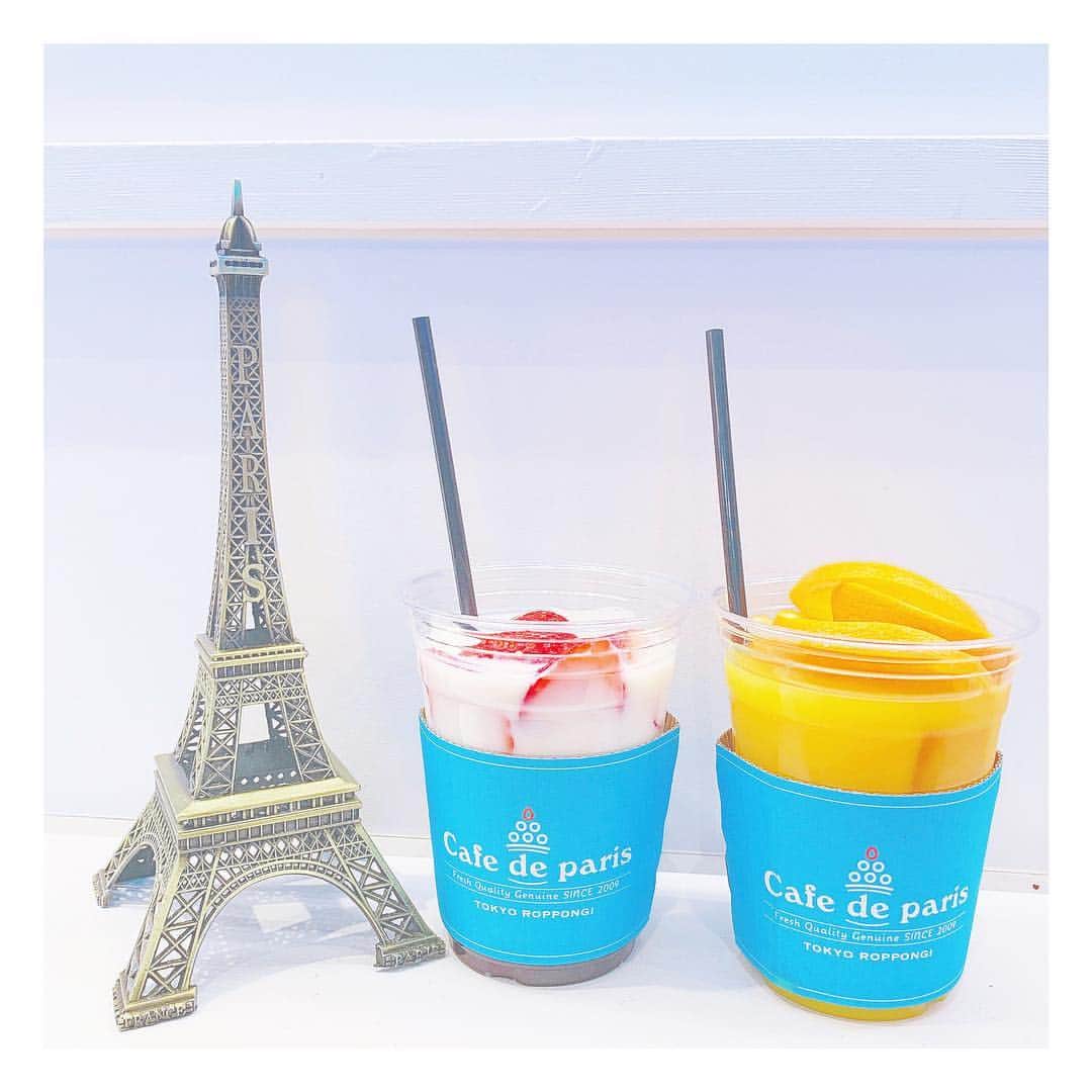 筒井萌子のインスタグラム：「* 六本木ヒルズに期間限定で入ってる cafe de parisにりえちゃんと◡̈⃝︎🍰 本当はパイナップルの飲み物を注文したかったけど 夜ご飯入らなくなりそうだったから我慢*ᕷ˖° 次こそは絶対飲むぞ〜*•.❥◡̈*.。 ・ #筒井萌子 #女優 #actress #モデル #model #岡山  #shooting #instagood #instalike #converse #撮影 #followme #instalike #ゴルフ #ゴルフ女子 #ゴルフコーデ #골프 #좋아요반사 #좋아요그램 #좋아요환영 #데일리그램 #패션 #오오티디 #카페 #카페 #ジャパンゴルフフェア #ゴルジョバ #ゴルフドゥ #ジェラピケ #ジェラートピケ #gelatopique #もえりえコンビ」