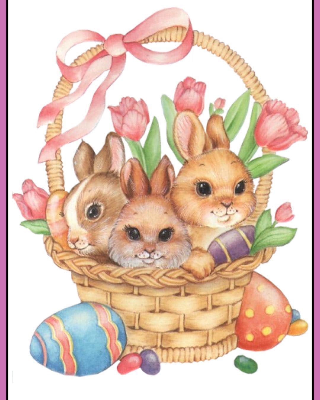 カリーヌ・ロワトフェルドのインスタグラム：「Happy Easter, little Romy🐥🐰🌈🐰 @romyandthebunnies」