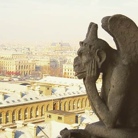 石丸幹二さんのインスタグラム写真 - (石丸幹二Instagram)「2003年にパリに行った時  #ノートルダム大聖堂 にあがり #カジモド 気分を味わった。 今回、多くの #ガーゴイル や彫像は改修工事のために保管されていた模様。この頬杖をついてる君は無事だろうか？ #paris  #notredame  #石丸幹二」4月21日 20時20分 - team_kanji_ishimaru
