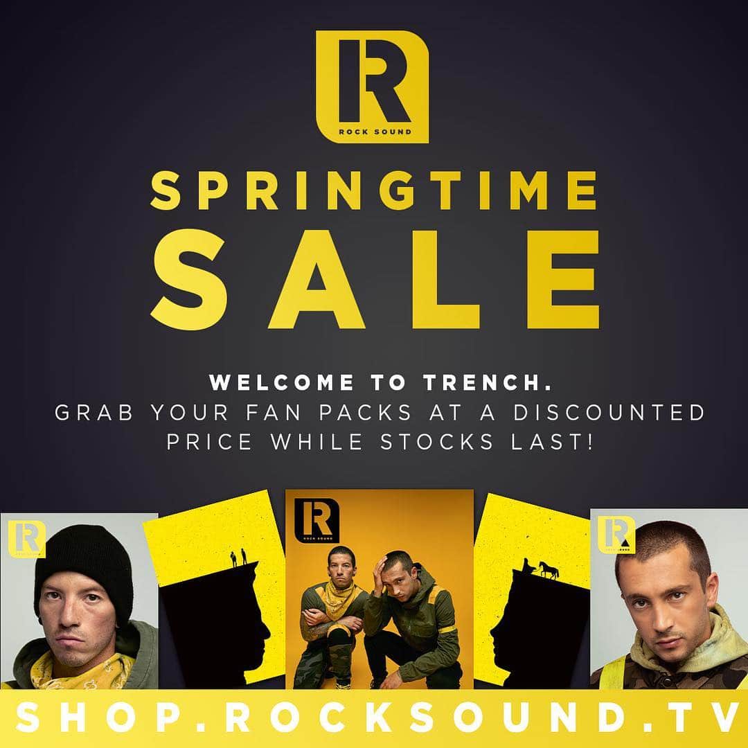 Rock Soundさんのインスタグラム写真 - (Rock SoundInstagram)「Absolutely everything on the Rock Sound store is currently up to 50% off! That includes the Twenty One Pilots' 'Trench' Ultimate Fan Pack!  Don't miss out. It's only available from SHOP.ROCKSOUND.TV」4月21日 21時08分 - rocksound