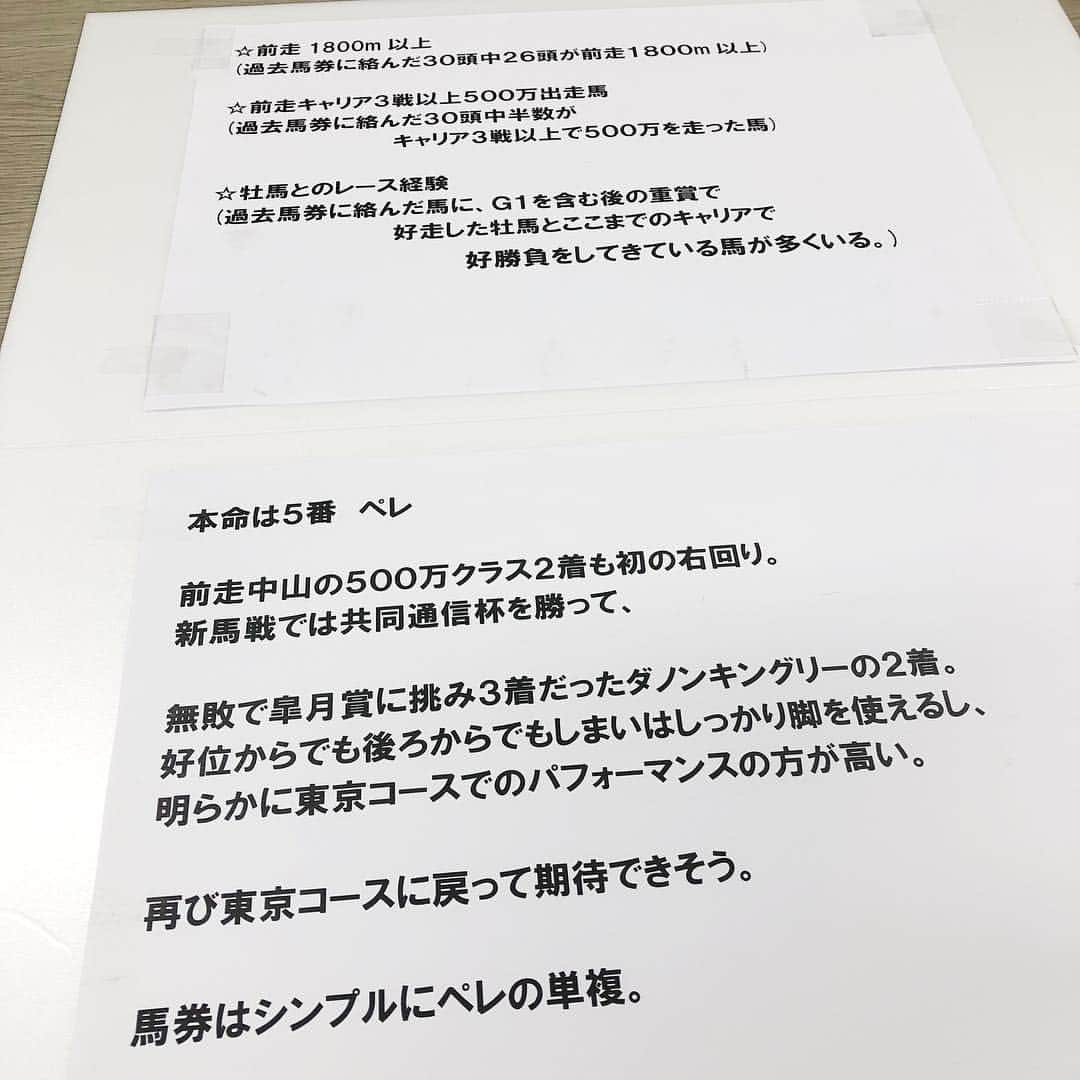 岡部玲子さんのインスタグラム写真 - (岡部玲子Instagram)「私が前日にお送りしたメールを後ろに貼り付けて、こんな素敵なフリップを作って頂き…レギュラーMCとして出演させて頂いていた頃と同じ「レイコの定理」のコーナーを必ず入れてくださる福島テレビの皆様の愛情にウルウル😭✨ 自信があったんだけどな…外してごめんなさい🙏💦 競馬場に着くまでのPATと着いてすぐのレースはポンポン当たっていたのに…😱 #岡部玲子 #子育て #主婦 #アラフォーママ #タレント #レポーター #39歳 #競馬 #キャスター #福島テレビ #エキサイティング競馬 #愛 #感謝 #マイラーズC #フローラS #mama #talent #reporter #instagood #f4f #tvshow #horseracing #japan #jra #umajo #happy」4月21日 22時28分 - reiko_okabe