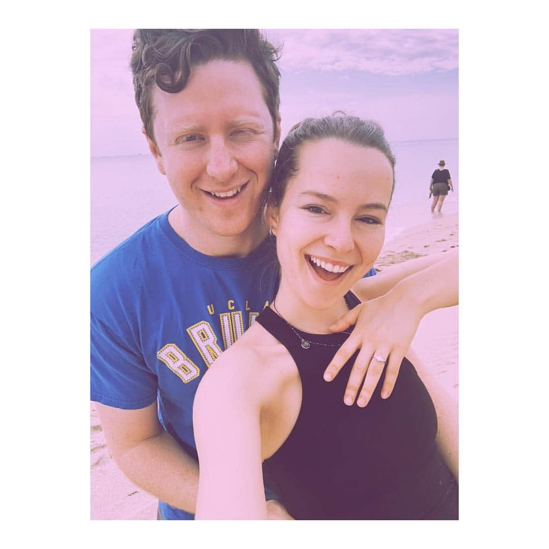 ブリジット・メンドラーのインスタグラム：「We thought we should share the news 😜🎉 Griff you are a deep thinker, a steadfast companion, a cheerleader and a challenger, and the biggest goof I know. Looking forward to holding ur hand forever 💜」