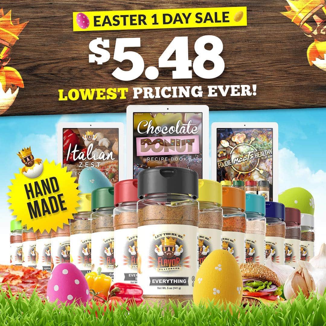 Flavorgod Seasoningsさんのインスタグラム写真 - (Flavorgod SeasoningsInstagram)「🐣🐣1 Day EASTER SALE - up to 75% OFF!🐣🐣⁣⠀ 🚨🚨🚨FLAVORS RESOTCKED🚨🚨🚨⁣⠀ .⁣⠀ 💥💥💥Click on the link in bio for all details -> @flavorgod💥💥⁣⠀ .⁣⠀ ✅FREE SHIPPING (lower 48 states) with purchases of $50+⁣⠀ ✅FREE GIFTS AT CHECKOUT⁣⠀ ✅FRESH MADE SEASONINGS⁣⠀ ✅MANY DELICIOUS FLAVORS TO CHOOSE FROM⁣⠀ ✅MADE LOCALLY」4月22日 1時01分 - flavorgod