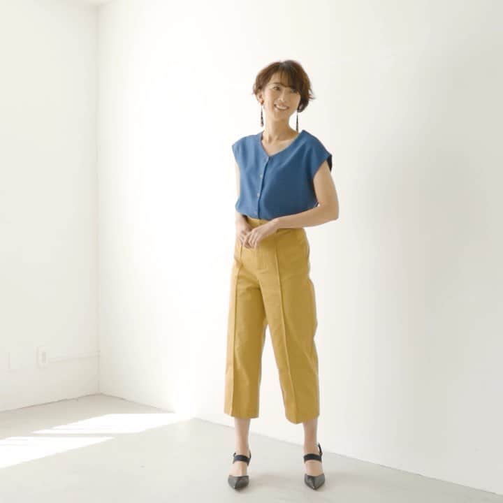 のインスタグラム：「﻿ 新作登場‼️‼️﻿﻿ ﻿﻿ EDIST.CLOSETでは﻿﻿ 5月からレンタルスタートする新作2セット・8アイテムを追加いたしました。﻿﻿ ﻿﻿ 5月分のコーデ選択が可能な方から順次、閲覧・ご予約いただけるようになっております。﻿﻿ ぜひ、これからの春～初夏シーズンののコーディネートにお役立てください✨﻿ ﻿﻿ ※次回の所定発送日が「4/25」の方は、5月分のコーデ選択が可能になる4/25より、本商品の閲覧・ご予約が可能となります。﻿﻿ ※各商品の在庫数は、所定発送日ごとにご用意しております。﻿﻿ ﻿﻿ ﻿﻿ ﻿﻿ ﻿﻿ 〜ハンサム派のための甘さひかえめセット(Jセット)〜﻿﻿ ﻿﻿ 「春夏に映えるブルーのブラウスを、ハンサムなタックパンツでマニッシュライクに。黒小物でキリリとまとめた装いは、お仕事シーンでも好印象を与えてくれるはず。足元にはヒールをチョイスして、背筋がすっと伸びるようなスタイリングに」（スタイリスト・杉本知香さん）﻿ @cicasu ﻿ ﻿ モデル:中村のり子さん (H167)﻿ @noriko_nnnnn ﻿ ﻿﻿ ﻿﻿ フロントスナップボタンブラウス﻿﻿ イエローベージュセンタープレスパンツ﻿﻿ #edistcloset Jセット﻿﻿ ﻿﻿ イヤリング #アビステ @abiste_official ﻿ ﻿﻿ ﻿﻿ 靴 #ファビオルスコーニ @fabiorusconi_japan ﻿﻿ ﻿﻿ ﻿﻿ ﻿﻿ ﻿﻿ ﻿﻿ ﻿﻿ #エディストクローゼット  #着回し  #コーデセットレンタル  #ファッションレンタル #洋服レンタル ﻿﻿ #mamafashion #mamacode #ママファッション #ママコーデ  #オフィスコーデ #通勤コーデ  #通勤服  #お仕事コーデ #オフィスカジュアル #高見えコーデ #体型カバー #スタイルアップ #おしゃれさんと繋がりたい #OLコーデ #エディストクローゼット セット #コーデセットレンタル ﻿﻿ #followforfollowback #f4f #フォロバ #相互フォロー  #相互 ﻿﻿」