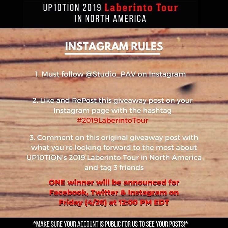 UP10TIONさんのインスタグラム写真 - (UP10TIONInstagram)「Happy Easter! 🐰 To celebrate the holiday we are holding a Giveaway for 2 General Admission Tickets to UP10TION’s 2019 Laberinto Tour! 🎟 - There will be ONE winner PER platform (Facebook, Twitter & Instagram) please read the Rules for each to learn how to participate! 🎉」4月22日 8時41分 - u10t_official