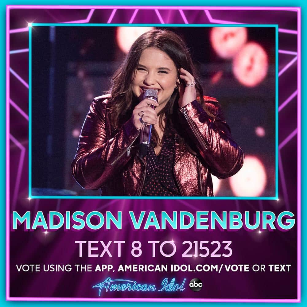 American Idolさんのインスタグラム写真 - (American IdolInstagram)「Be the 🌬 in @madisonv’s ⛵️- who knows how far she’ll go?⁣ ⁣⁣⁣⁣⁣⁣⁣ 3⃣ ways to vote:⁣⁣⁣⁣⁣⁣⁣ ⁣⁣⁣⁣⁣⁣⁣ 🌟Go to americanidol.com/vote⁣⁣⁣⁣⁣⁣⁣⁣⁣ 🌟In the American Idol App ⁣⁣⁣⁣⁣⁣⁣⁣⁣ 🌟Text "8" to “21523”⁣⁣⁣⁣⁣⁣⁣ ⁣⁣⁣⁣⁣⁣⁣ #AmericanIdol #DisneyNight」4月22日 10時39分 - americanidol