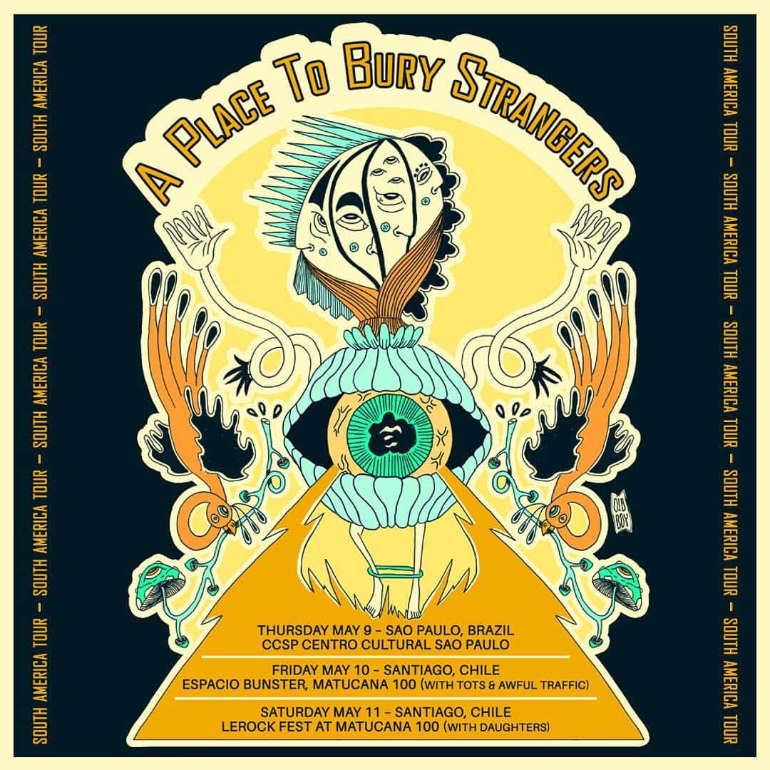 A Place to Bury Strangersのインスタグラム：「We are overjoyed to be coming to South America in two weeks.  One show in Sao Paulo and two shows in Santiago!  @balaclavarecords records presents  Thursday May 9:  Sao Paulo, Brazil at CCSP @centroculturalSP  Tickets: https://www.ingressorapido.com.br/event/30883-1/d/59077  Friday May 10:  Santiago, Chile:  @lerockfest 2019 Side Show at @matucana100 with @awfultraffic & @totsmusic https://www.m100.cl/programacion/sideshow-lerock-fest-2019/  Saturday May 11:  Santiago, Chile @lerockfest 2019 with  @daughters.official  @eatnmptd @akineton_retard @steve_strong_music @invernessbanda @_natisu & more! Tickets: https://lerockfest.cl/#entradas  #aplacetoburystrangers #southamericantour #saopaulo #ccsp #centrocultuuralsaopaulo #balaclavarecords #aptbs #dionluandon #robigonzalez #oliverackermann #brazil #Santiago #Chile #daughtersband #aplacetoburystrangers #letrockfest #lerockfest2019 #matucana100  Poster by @helloldboy」