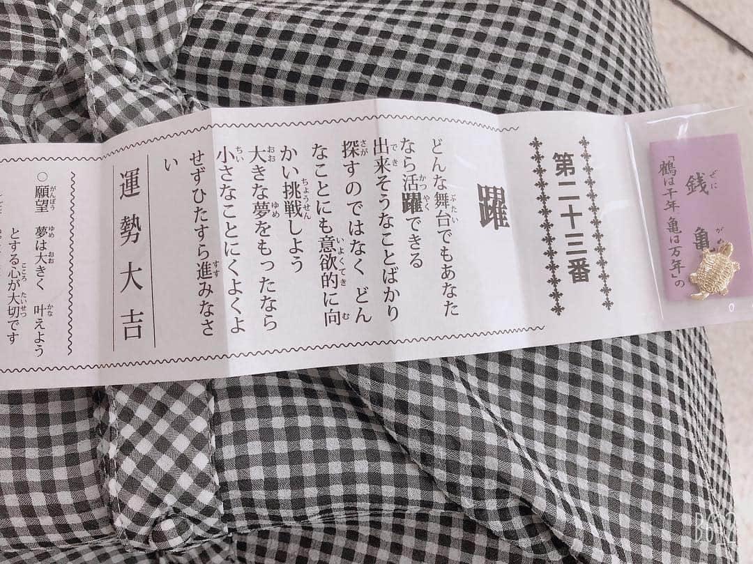 しじみさんのインスタグラム写真 - (しじみInstagram)「昨日のおみくじ☺︎大吉❤︎ 銭亀ってなんか銭ゲバみたい🐢お金貯まるかな☺︎」4月22日 16時54分 - amcche