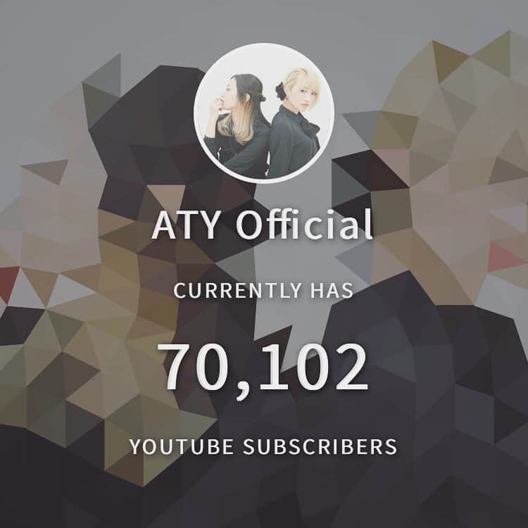 夕香里（ATY）さんのインスタグラム写真 - (夕香里（ATY）Instagram)「ATYのYouTubeチャンネル登録者数が7万人を超えました。 いつも見て下さっている皆さん 本当にありがとうございます！！‪⸜(*ˊᵕˋ* )⸝‬ #ATY #夕香里 #明香里」4月22日 21時56分 - yukari_aty