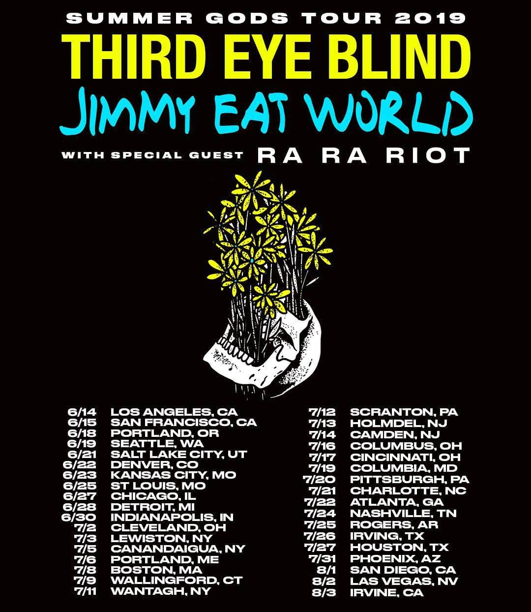 Third Eye Blindさんのインスタグラム写真 - (Third Eye BlindInstagram)「Summer’s creeping up! Head over to www.thirdeyeblind.com/tour for tickets and VIP upgrades 💀」4月22日 22時28分 - thirdeyeblind