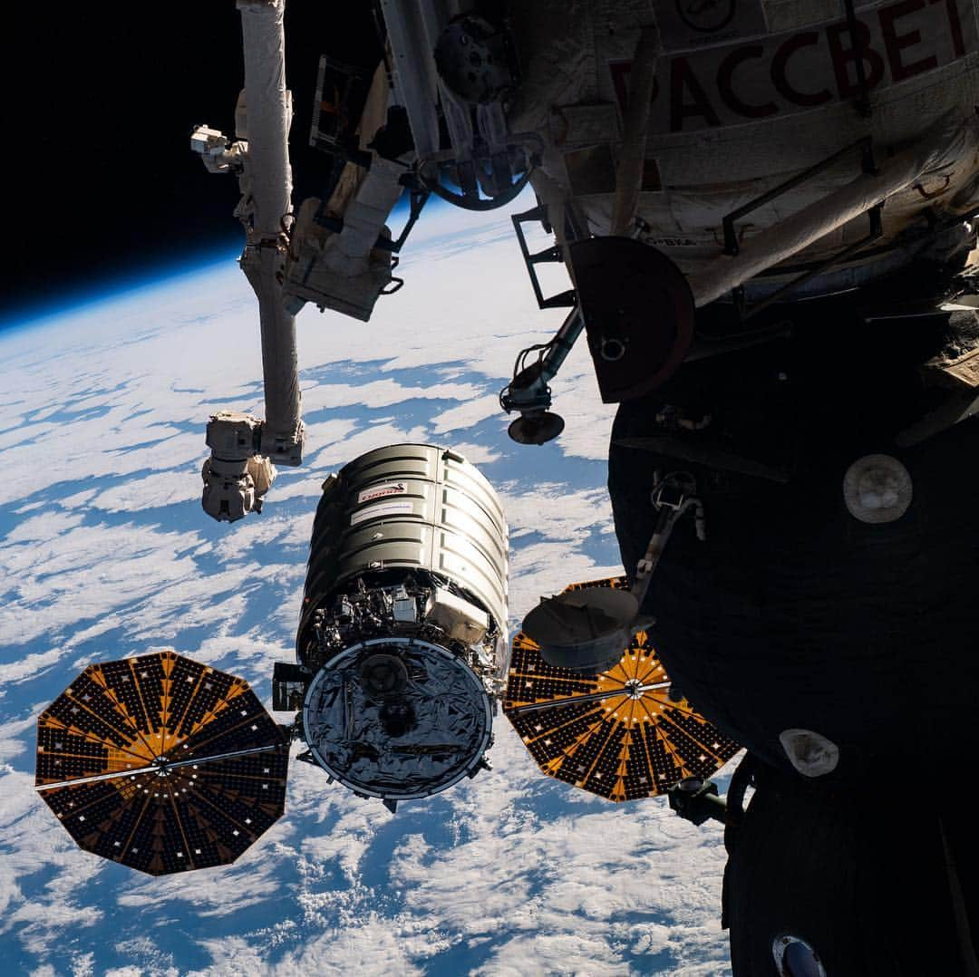 国際宇宙ステーションさんのインスタグラム写真 - (国際宇宙ステーションInstagram)「The Cygnus space freighter arrives at the International Space Station for its robotic capture carrying about 7,600 pounds of science, supplies and hardware for the Expedition 59 crew on April 19, 2019. #nasa #csa #northropgrumman #unitedstates #canada #cygnus #wallops #virginia #international #space #station #cargo #science」4月23日 4時30分 - iss