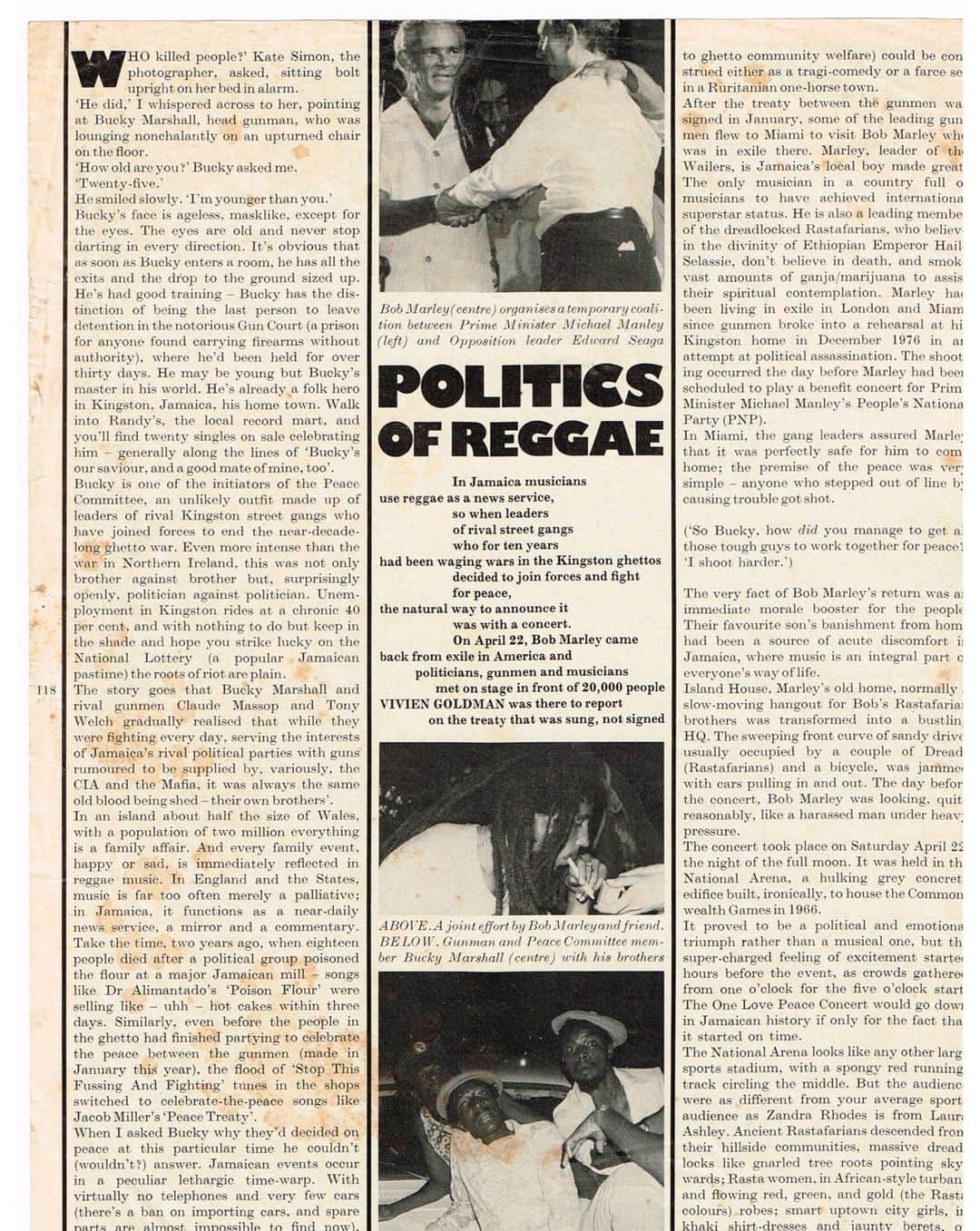 ボブ・マーリーさんのインスタグラム写真 - (ボブ・マーリーInstagram)「On this day in 1978, Bob Marley brought together the leaders of Jamaica's warring political parties on stage as a showing of unity at the One Love Peace Concert in Kingston! It was a historic moment for both music and Jamaican history, which led to a period of non-violence in the neighborhoods of Jamaica, as well as Bob being awarded the U.N. Peace Medal. #todayinbobslife」4月23日 4時54分 - bobmarley