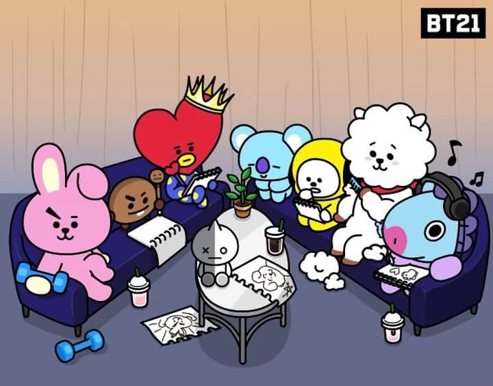 のインスタグラム：「💪🗒 👑🌱💭🧣🎶 #BT21_UNIVERSE #BT21」