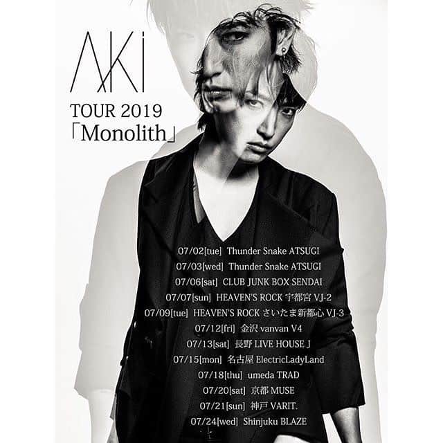 宮上元克のインスタグラム：「AKi TOUR 2019 「Monolith」 久々明希ちゃんのツアーに参加します！ #AKi #明希 #Monolith」