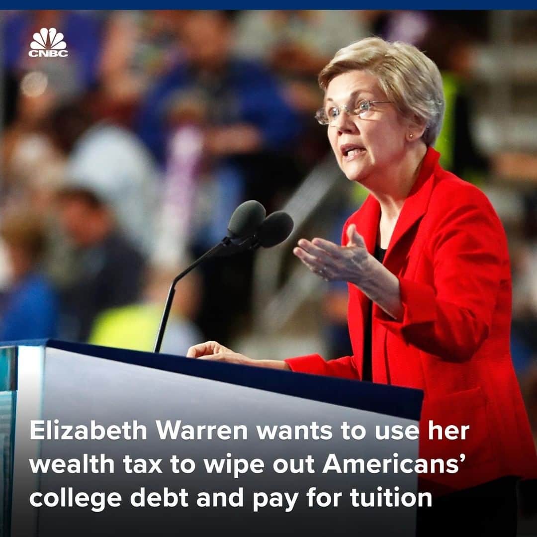 CNBCさんのインスタグラム写真 - (CNBCInstagram)「Key points:⁣ ⁣ ▪️Democratic presidential candidate Elizabeth Warren has identified something else to finance with her proposed wealth tax: wiping out student debt and tuition at public colleges.⁣ ⁣ ▪️She says her proposal would benefit 95% of the 45 million Americans carrying student debt and wipe it out for 75% of them.⁣ ⁣ ▪️Warren’s plan would also cut off federal money from for-profit colleges, which she says “enrich themselves while targeting lower-income students, service members and students of color and leaving them saddled with debt.”⁣ ⁣ To read more about the proposal, visit the link in bio.⁣ *⁣ *⁣ *⁣ *⁣ *⁣ *⁣ *⁣ *⁣ #students #education #studentloans #loandebt #highereducation #highered #studentdebt #elizabethwarren #warren2020 #2020election #wealthtax #business #businessnews #cnbc⁣」4月23日 10時03分 - cnbc