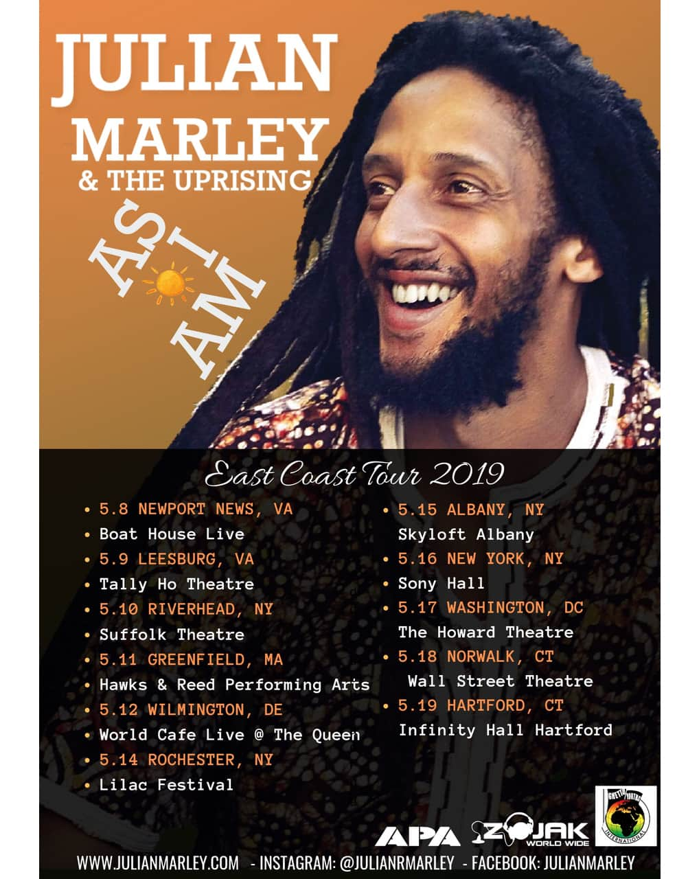 ボブ・マーリーさんのインスタグラム写真 - (ボブ・マーリーInstagram)「@julianrmarley is heading out on an east coast tour next month! catch the vibes starting May 8. #julianmarley #asiam #tour #marleyfamily #LEGACY」4月24日 4時00分 - bobmarley