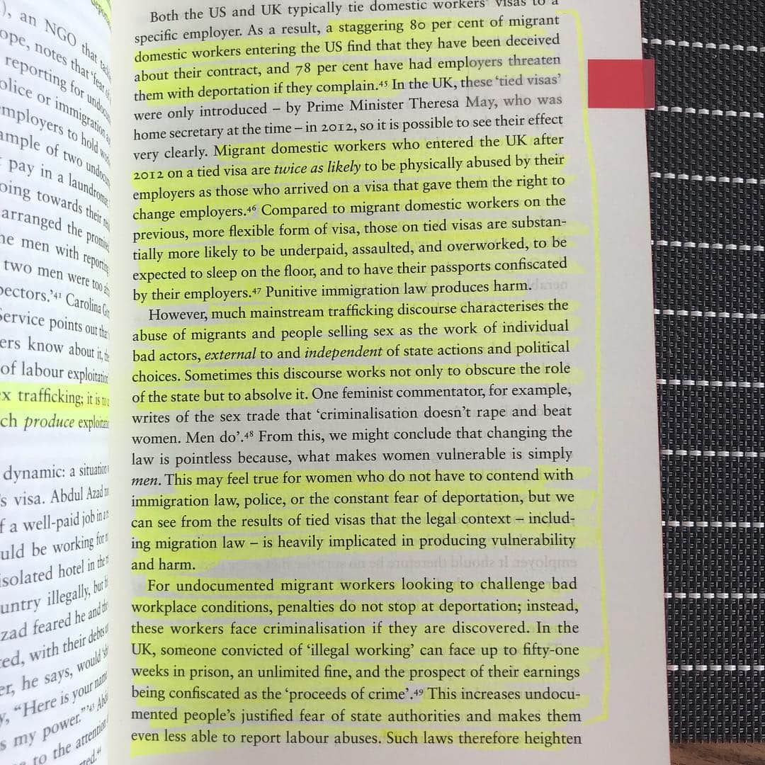 マット・マクゴリーさんのインスタグラム写真 - (マット・マクゴリーInstagram)「"Revolting Prostitutes: The Fight For Sex Workers' Rights" by Juno Mac & Molly Smith # I have a deep appreciation for this book and it touched on all of the areas that I hoped it would plus more.  Too often, sex workers are left out of conversations about their own lives, rights, and the laws that affect them.  The result is disastrous for sex workers and it only further marginalizes one of the most marginalized populations.  Too often, our culture's way of 'caring for' sex workers is actually antithetical to their safety and well-being, in large part because we are making decisions without centering those that have the lived experience. Only when we are able to listen to those that are most directly impacted, will we ever achieve a world of true liberation.  # As with any undocumented workers, harsher border policies make the workers more easily exploited by their industry/employers (it's very hard to stick up for your rights or unionize when you can be easily deported). The book also does a good job of making sure to include how various practices affect the lives of prostitutes of color, those who are trans, chemically dependent as well as unhoused prostitutes.  Our politics really aren't worth shit if they're not including how to achieve liberation for the most oppressed.  # "It is not the task of sex workers to apologise for what prostitution is. Sex workers should not have to defend the sex industry to argue that we deserve the ability to earn a living without punishment.  People should not have to demonstrate that their work has intrinsic value to society to deserve safety at work.  Moving towards a better society- one in which more people's work does have wider value, one in which resources are shared on the basis on need- cannot come about through criminalization. Nor can it come about through treating marginalized people's material needs and survival strategies as trivial. Sex workers ask to be credited with the capacity to struggle with work- even to hate it- and still be considered workers. You don't have to like your job to want to keep it." #RevoltingProstitutes #JunoMac #MollySmith # My Booklist: bit.ly/mcgreads (link in bio) #McGReads」4月24日 3時10分 - mattmcgorry