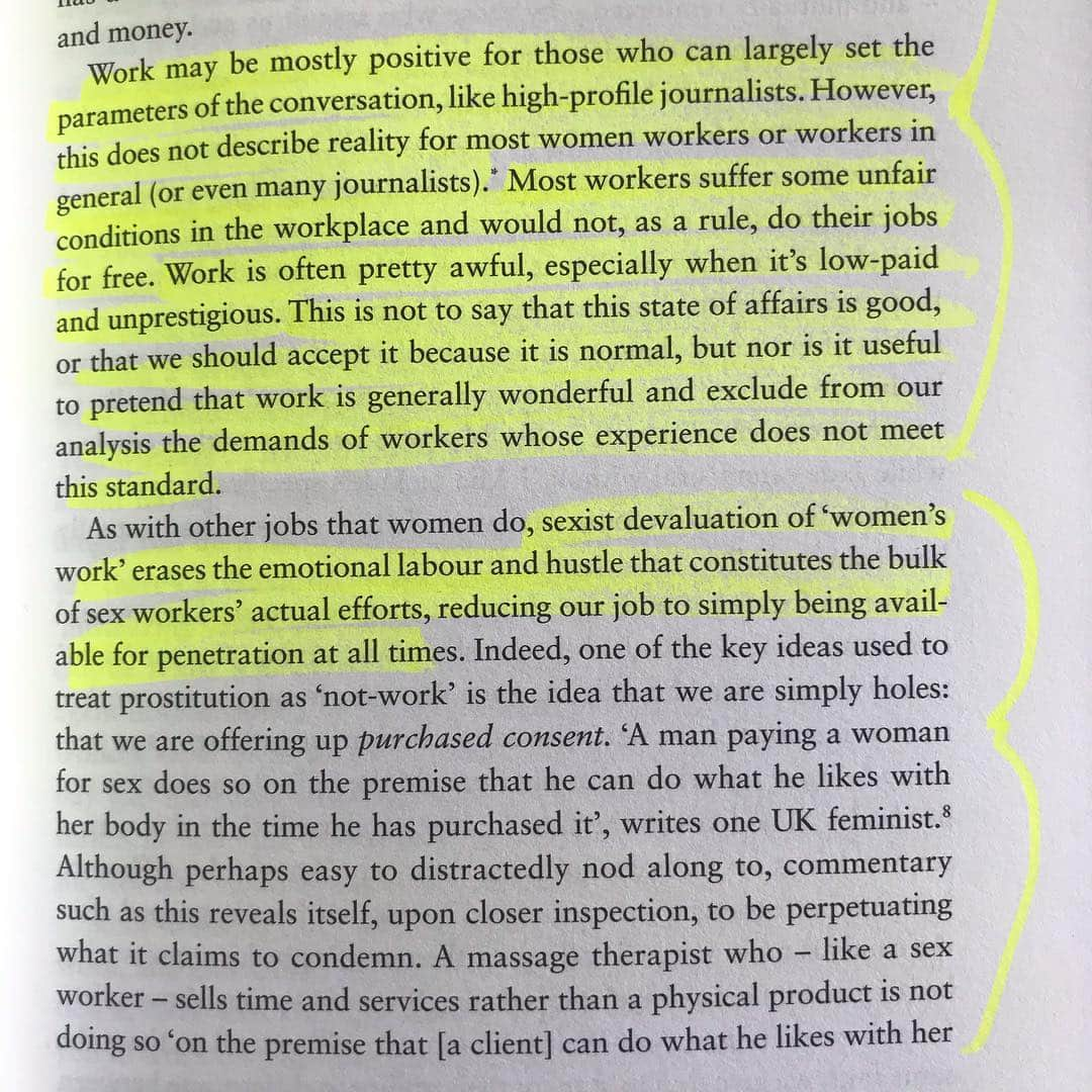 マット・マクゴリーさんのインスタグラム写真 - (マット・マクゴリーInstagram)「"Revolting Prostitutes: The Fight For Sex Workers' Rights" by Juno Mac & Molly Smith # I have a deep appreciation for this book and it touched on all of the areas that I hoped it would plus more.  Too often, sex workers are left out of conversations about their own lives, rights, and the laws that affect them.  The result is disastrous for sex workers and it only further marginalizes one of the most marginalized populations.  Too often, our culture's way of 'caring for' sex workers is actually antithetical to their safety and well-being, in large part because we are making decisions without centering those that have the lived experience. Only when we are able to listen to those that are most directly impacted, will we ever achieve a world of true liberation.  # As with any undocumented workers, harsher border policies make the workers more easily exploited by their industry/employers (it's very hard to stick up for your rights or unionize when you can be easily deported). The book also does a good job of making sure to include how various practices affect the lives of prostitutes of color, those who are trans, chemically dependent as well as unhoused prostitutes.  Our politics really aren't worth shit if they're not including how to achieve liberation for the most oppressed.  # "It is not the task of sex workers to apologise for what prostitution is. Sex workers should not have to defend the sex industry to argue that we deserve the ability to earn a living without punishment.  People should not have to demonstrate that their work has intrinsic value to society to deserve safety at work.  Moving towards a better society- one in which more people's work does have wider value, one in which resources are shared on the basis on need- cannot come about through criminalization. Nor can it come about through treating marginalized people's material needs and survival strategies as trivial. Sex workers ask to be credited with the capacity to struggle with work- even to hate it- and still be considered workers. You don't have to like your job to want to keep it." #RevoltingProstitutes #JunoMac #MollySmith # My Booklist: bit.ly/mcgreads (link in bio) #McGReads」4月24日 3時10分 - mattmcgorry