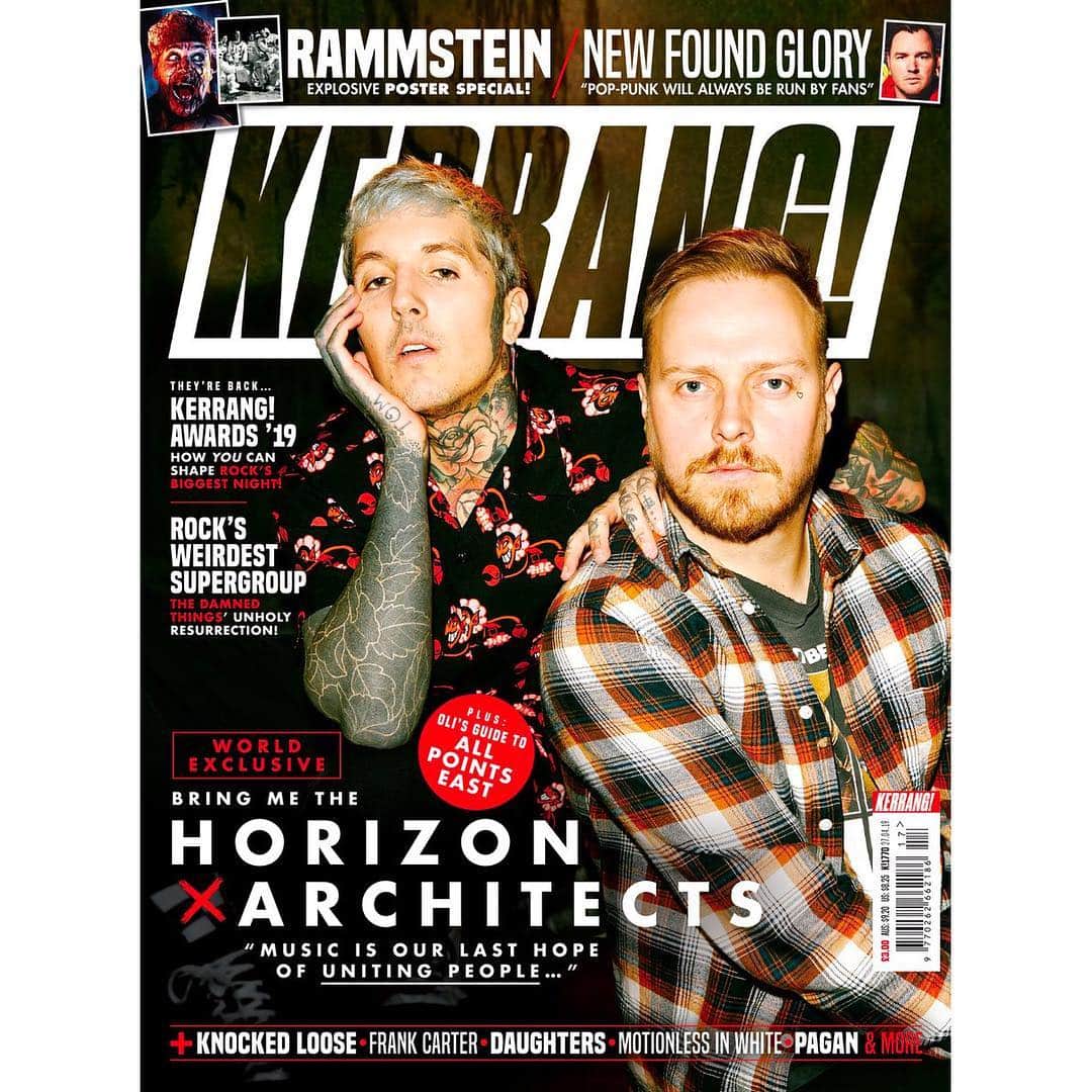 Kerrang!さんのインスタグラム写真 - (Kerrang!Instagram)「In this week’s issue - out Wednesday, April 24 - @olobersykes and @samarchitects unite to discuss friendship, breaking boundaries, and how music can save the world. Pre-order the mag now and get it delivered straight to your door, anywhere in the 🌍: https://kerrang.newsstand.co.uk . . . #kerrangmagazine #bringmethehorizon #architects #architectsband #bmth」4月23日 19時05分 - kerrangmagazine_