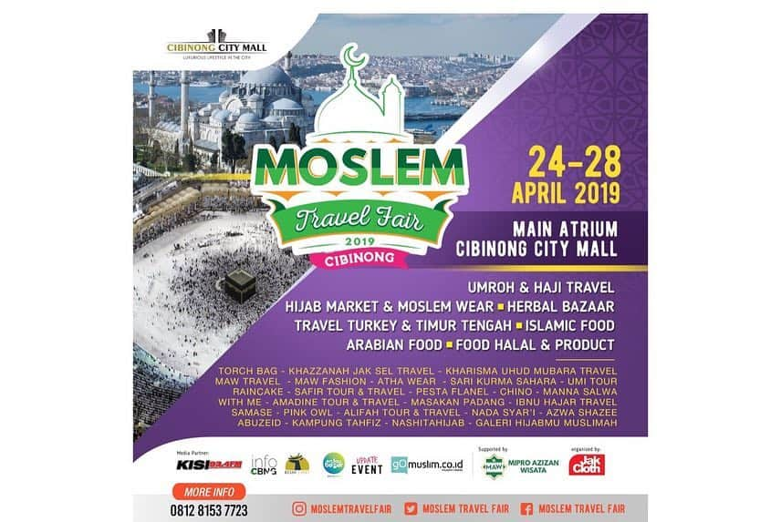 Shireen Sungkarさんのインスタグラム写真 - (Shireen SungkarInstagram)「Assalamualaikum.. Datang yuk ke Moslem Travel Fair @moslemtravelfair di Main Atrium Cibinong City Mall Ada banyaaak banget stand Travel, Pameran Umroh dan Haji Travel.  Mulai tanggal 24-28 April 2019 Jam 10.00-22.00 WIB  Bogor Raincake juga open booth disini, jangan lupa mampir yaaa Makasiii... @raincakebogor」4月23日 19時41分 - shireensungkar