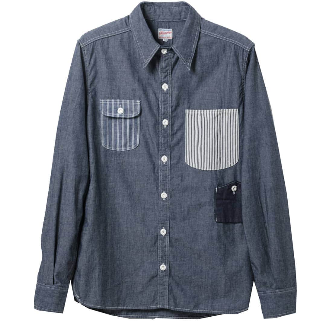 momotarojeansのインスタグラム：「05-226 Multi Pocket Chambray Shirts  #kojima #kurashiki #okayama #jeans #denim #denimday #denimporn #denimhead #selvedge #selvage #selvedgedenim #selvedgeforum #denimevolution #selvedgemurah #unionspecial #goingtobattle #madeinjapan #japanesedenim #fading #naturalfading #madebyhand #madeinjapan #jeanslife #vintagejeans #fade #selvedge #mensweardaily」