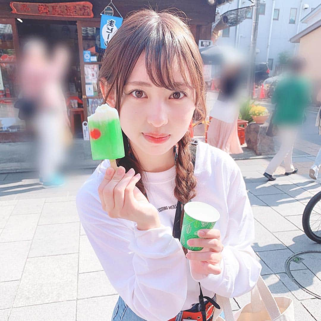 沖口優奈さんのインスタグラム写真 - (沖口優奈Instagram)「クリームソーダアイス🍈♥ #川越 #小江戸 #アイス #カメラ女子」4月23日 20時24分 - yuna_okiguchi_