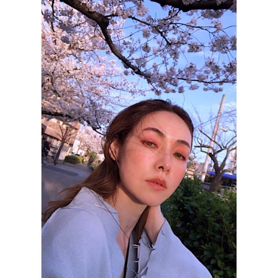 霧島れいかのインスタグラム：「こんばんは。 エドワード・ファーロングです。 今年はノンアルコールで焼き鳥とか そういう花見はしていないけど 本当に素敵で特別な桜を見れました🌸 で、 今 焼き鳥食べたいです。 レバーとなんこつとぼんじり食べたい…  #cherryblossom#spring#tokyo#2019」