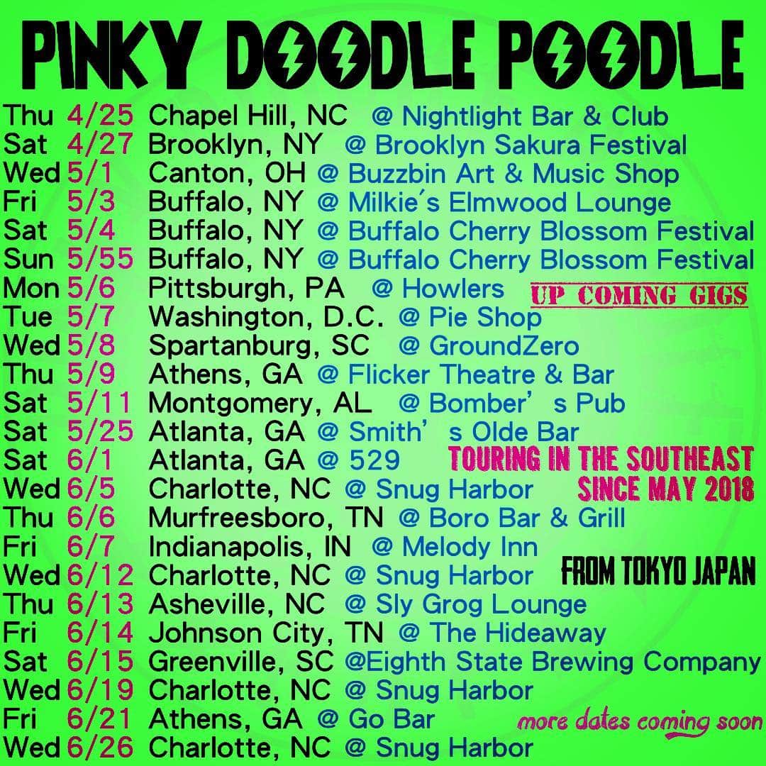 PINKY DOODLE POODLEさんのインスタグラム写真 - (PINKY DOODLE POODLEInstagram)「From this week, we’re going to North East tour for the first time in two years!! Brooklyn, NY / Canton, OH / Buffalo, NY / Pittsburgh, PA / Washington DC . . #tourdates #news #pinkydoodlepoodle  #pdp  #ustour2019  #highenergyrocknroll  #livemusic #rockmusic #rock #rockband  #japanese  #ustour #livetour  #tourlife #musicianlife #musician #gibsonguitars #gibsonbass #gibson #eb3 #lespaul #marshallamps #vintage #femalebassist #femalevocalist #アメリカ #海外旅行 #音楽」4月23日 23時04分 - pinkydoodlepoodle