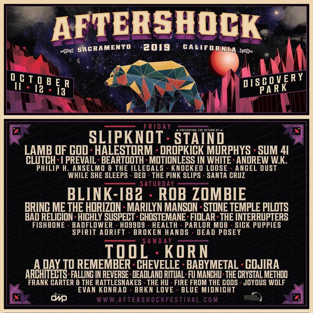 Slipknotさんのインスタグラム写真 - (SlipknotInstagram)「See you at Day 1 of @aftershockconcert Friday, October 11 in Sacramento, CA. Tickets on sale this Friday, April 26 at aftershockfestival.com #AFTERSHOCK」4月24日 6時19分 - slipknot