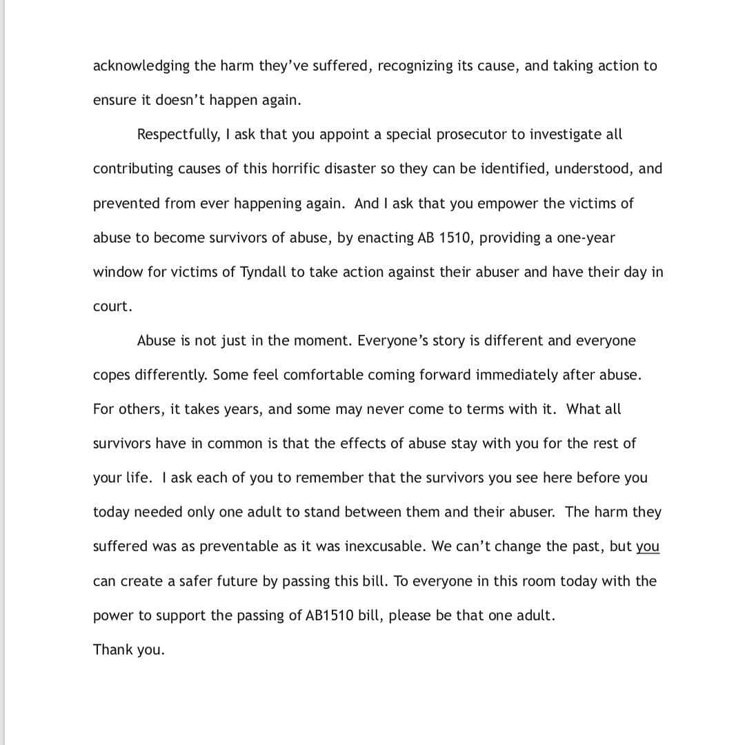 アリー・レイズマンさんのインスタグラム写真 - (アリー・レイズマンInstagram)「I support these brave survivors. This is my speech from earlier today.」4月24日 6時26分 - alyraisman