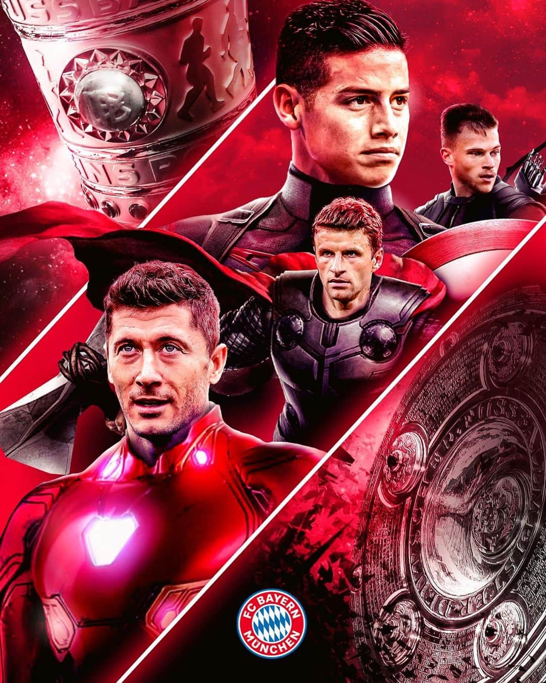 バイエルン・ミュンヘンさんのインスタグラム写真 - (バイエルン・ミュンヘンInstagram)「🏆 #Endgame mode 🔛 . #packmas #DFBPokal #Bundesliga . . #AvengersEndgame #Avengers #IronLewy #IronMan #THORmasMüller #Thor #CaptainSouthAmerica #🇨🇴 #CaptainAmerica #HawkEye #LewanGOALski #Müllered #Kimmich #James #MiaSanMia #FCBayern #SVWFCB #RoadtoBerlin #TheBayerns #SuperBayern @_rl9 @esmuellert @jamesrodriguez10 @jok_32 @avengers #🔴⚪️ #💪🏻 #😎 #💥」4月24日 21時15分 - fcbayern