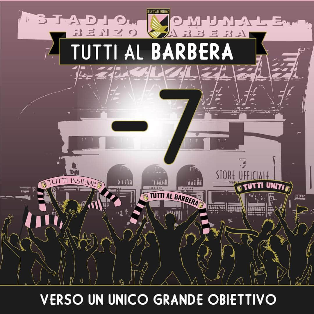 USチッタ・ディ・パレルモのインスタグラム：「📅 Mercoledì 1 Maggio (ore 12.30) 🙌🏻 #TUTTIALBARBERA per ⚽️ PALERMO-SPEZIA 🏟 🎟 Dalle 16.00 tagliandi in vendita. Tariffe ridotte per donne, Under 18 e Over 65 e promo abbonamenti per la stagione 2019/2020 💪🏻💪🏻💪🏻 tutte le info sul nostro sito ufficiale 💻📲」