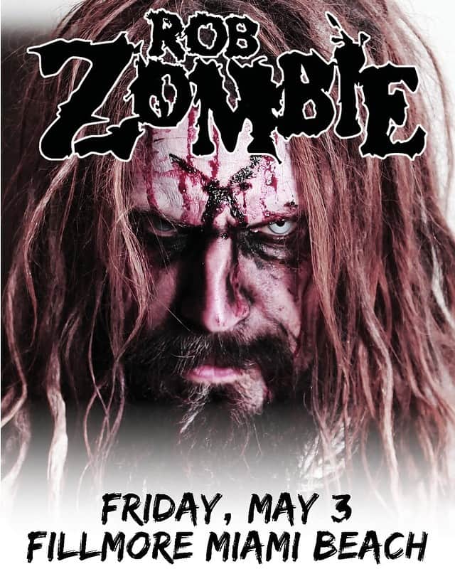 ロブ・ゾンビのインスタグラム：「Hey how come you guys never come to Florida? Well, we are! Get your tickets now!!! See you soon. #robzombie #miami #florida」