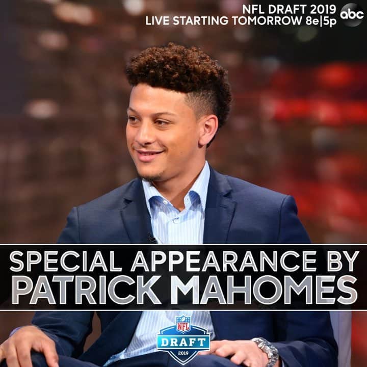 アメリカン・ブロードキャスティング・カンパニーのインスタグラム：「We're excited to have the player's POV inside the #NFLDraft process from special guest @patrickmahomes on ABC!」