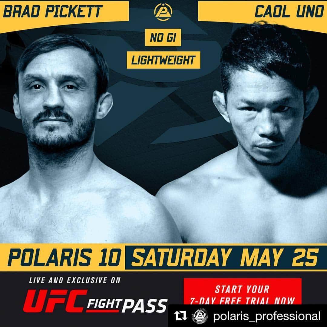 宇野薫のインスタグラム：「POLARIS に再挑戦！ ポラリス 二 サイチョウセン！  #Repost @polaris_professional with @get_repost ・・・ I t's a clash of legends at Polaris 10 as one of the most beloved British UFC fighters of all time, Brad Pickett, takes on Japanese legend Caol Uno. Uno has been working diligently on his jiujitsu since his last Polaris outing (a valiant effort against Vitor Shaolin Ribeiro.) Uno is still evolving as a fighter, still fighting and competing in MMA but now adding even more jiujitsu to his training regimen, competing constantly, and is ready to test his grappling skills against Pickett, an MMA fighter with solid wrestling skills who has no quit in him.  Come to Poole to watch live and enjoy the sunny south coast during what is sure to be a beautiful weekend.  Tickets available here - http://bit.ly/Polaris10Tickets」